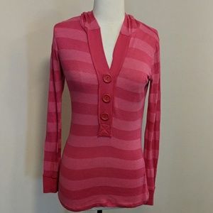 Chico pink striped long top with hood